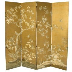Chinoiserie Folding Screen Depicting Traditional Outdoor Scene