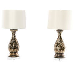 Pair of Mottled Metallic Lamps