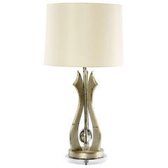Sculptural Metallic Leaf Lamp with Sphere Detail