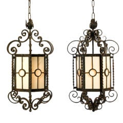 Pair of Hexagonal Iron Lanterns