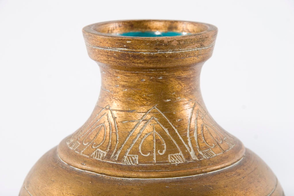 Italian Gold Leaf Ceramic Vase