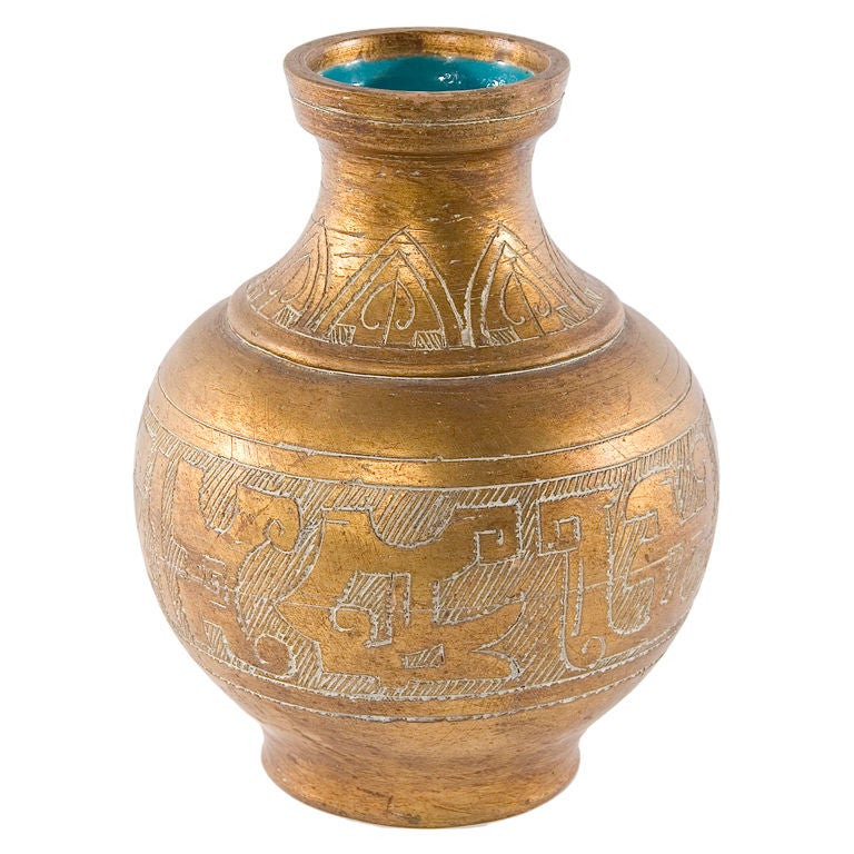 Gold Leaf Ceramic Vase