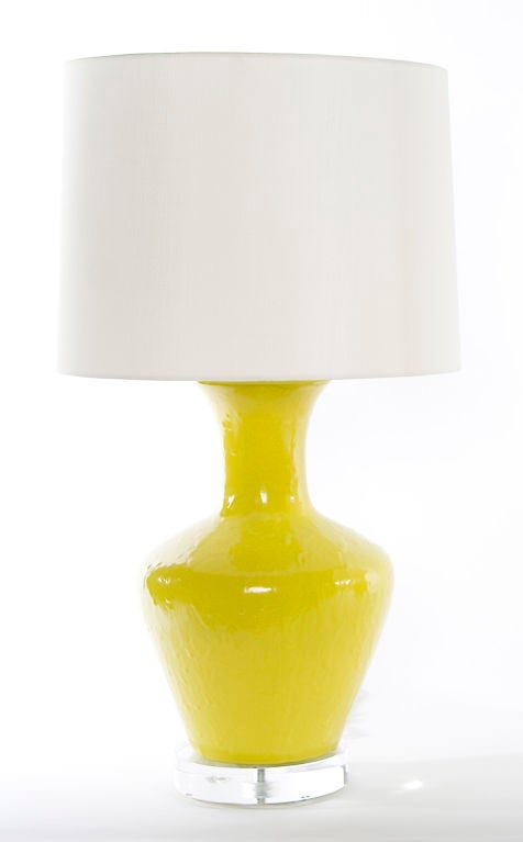 Italian Pair of Chartreuse Lamps in the Han Style