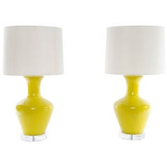 Pair of Chartreuse Lamps in the Han Style