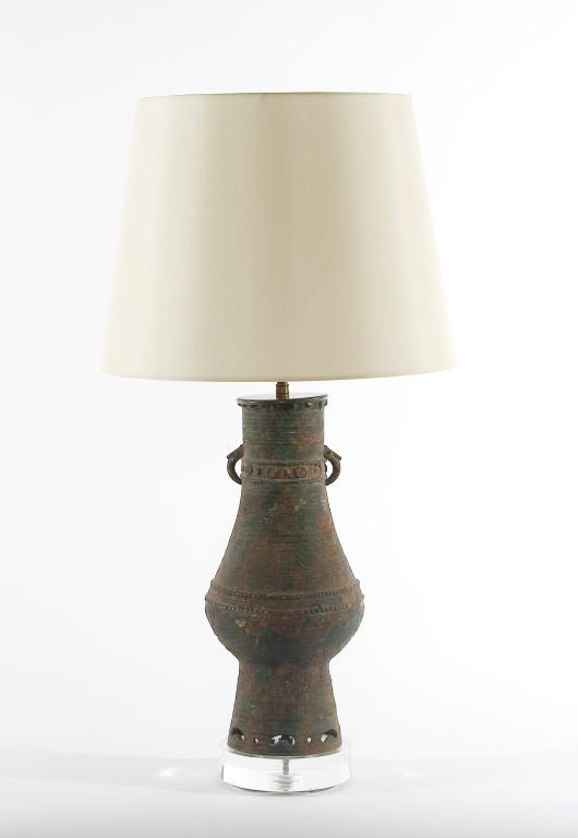 Footed Bronze Vessel Lamp