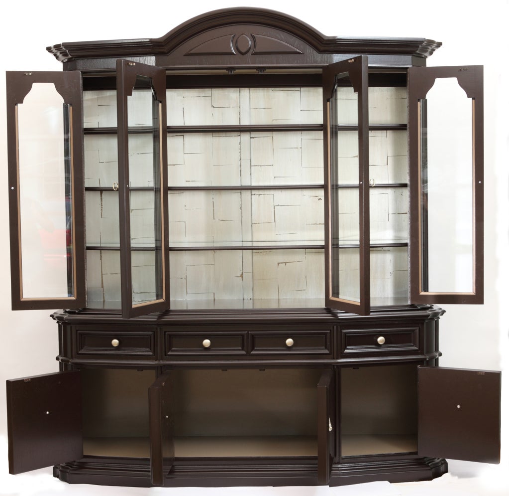 American Breakfront with Metallic Leaf Detail For Sale