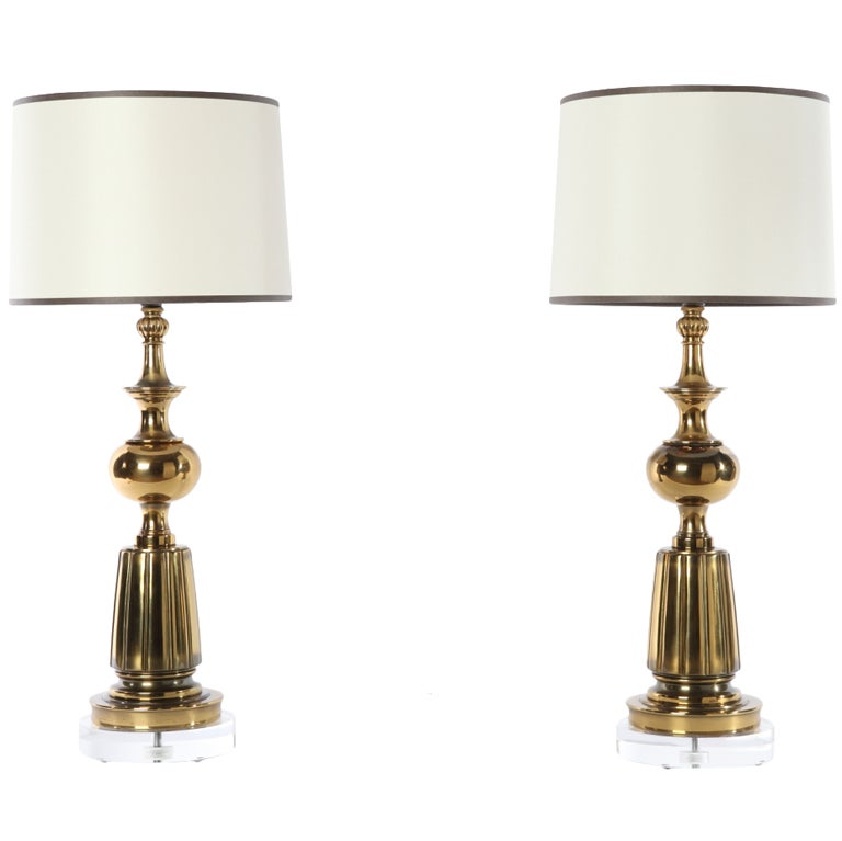Pair of Brass Lamps by Stiffel For Sale