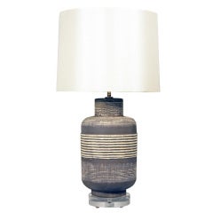 Gray Stripe Art Pottery Lamp