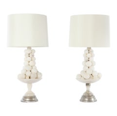 Pair of Alabaster "Grape" Lamps