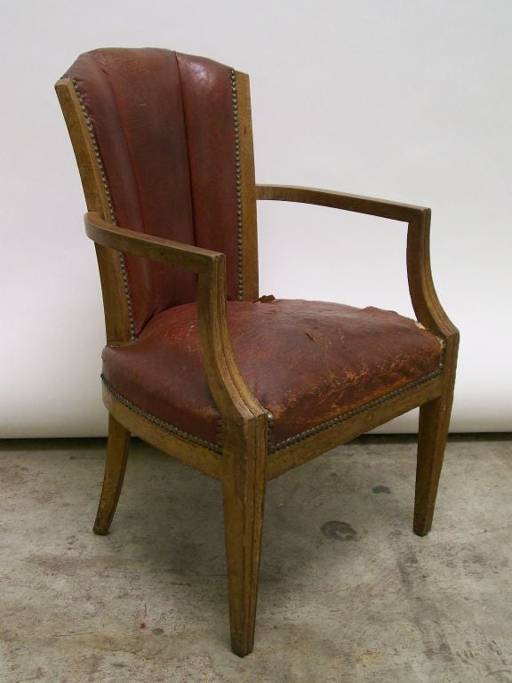 Wood Framed Leather Chair