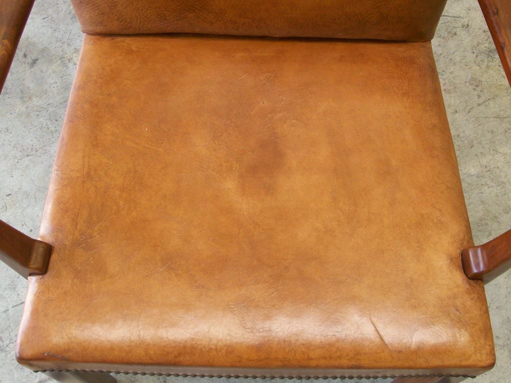 Danish High Back Leather Arm Chair For Sale 1