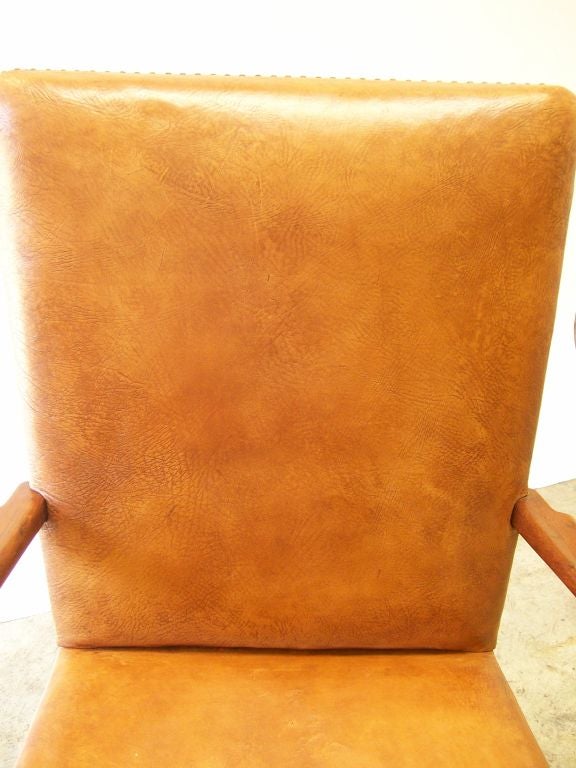 Danish High Back Leather Arm Chair For Sale 2