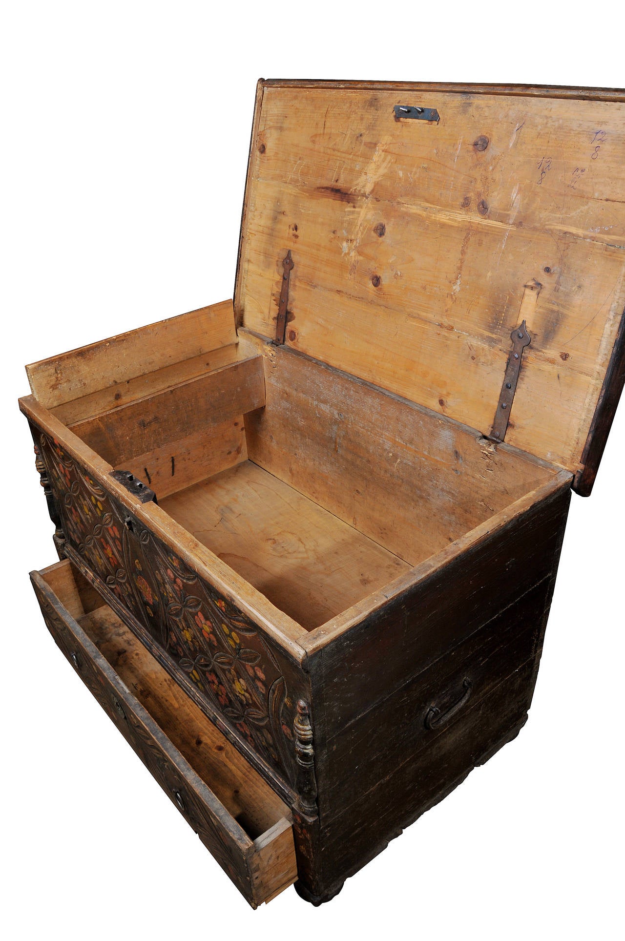Late 19th Century Pine Marriage Chest For Sale
