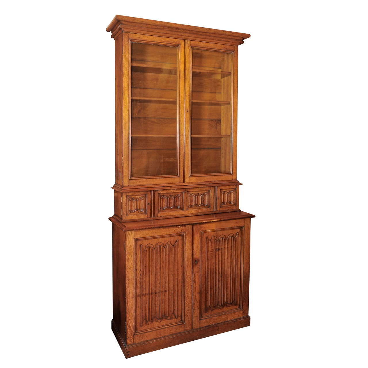 Victorian Oak Step Back Library Bookcase