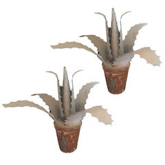 Vintage Pair of French Zinc Agaves