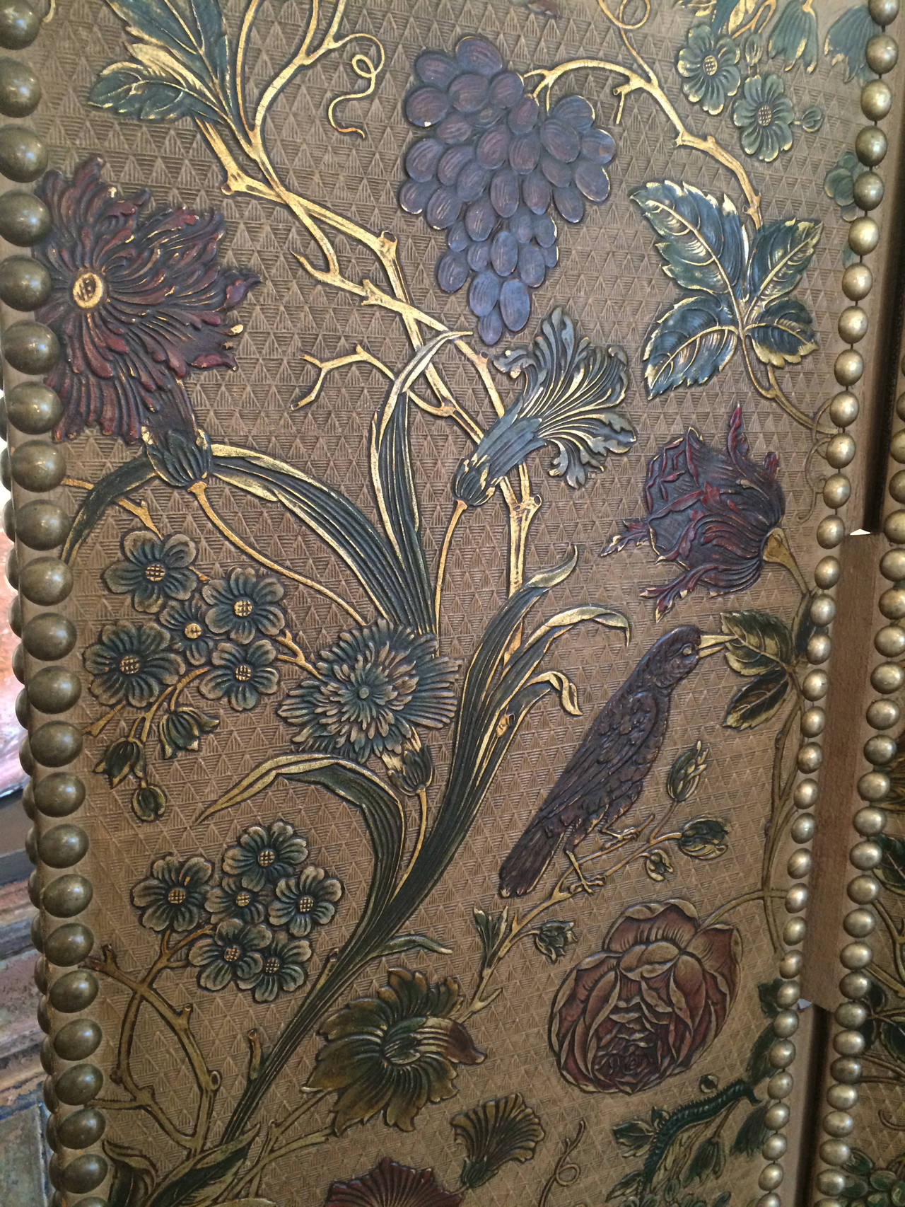 Spanish Tooled Leather Screen 1