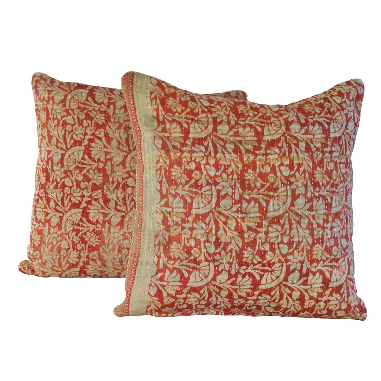 Indian Pair of Vintage Kantha Pillows