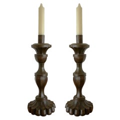 Antique Pair of 18th Century Swedish Tole Candlesticks
