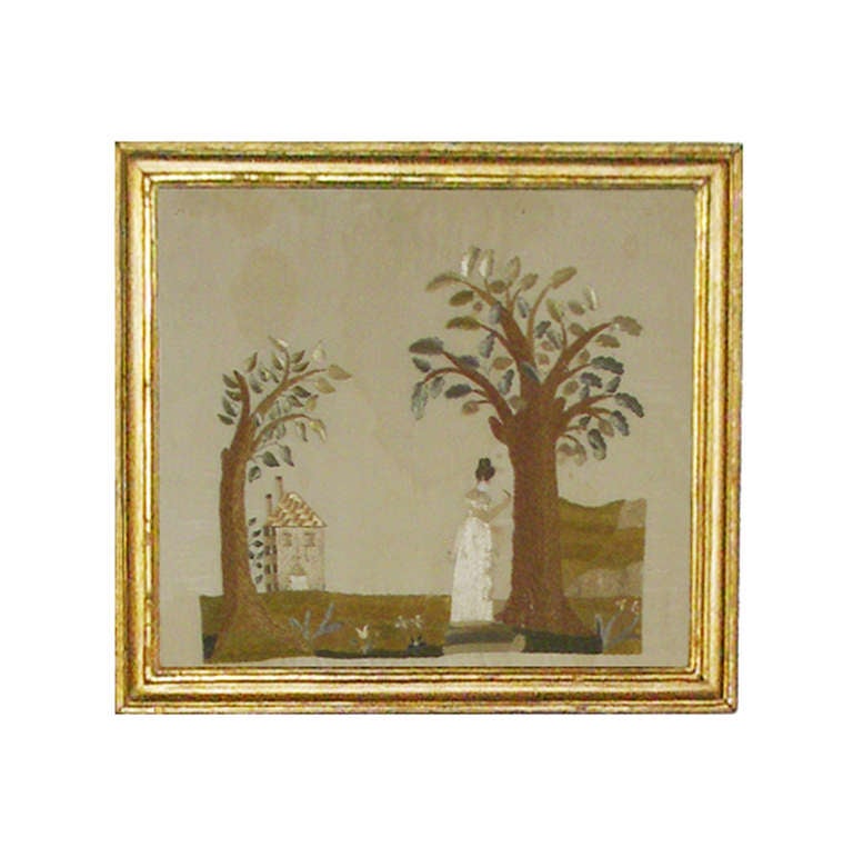 Pair of 19th Century French Framed Needlepoint on Silk In Excellent Condition In Montecito, CA