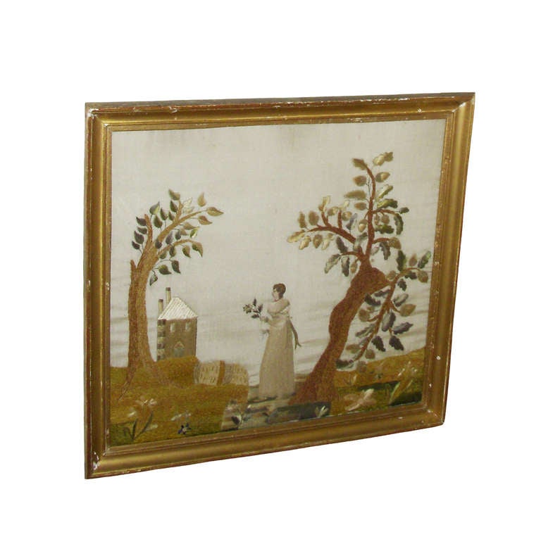 Pair of 19th Century French Framed Needlepoint on Silk 2