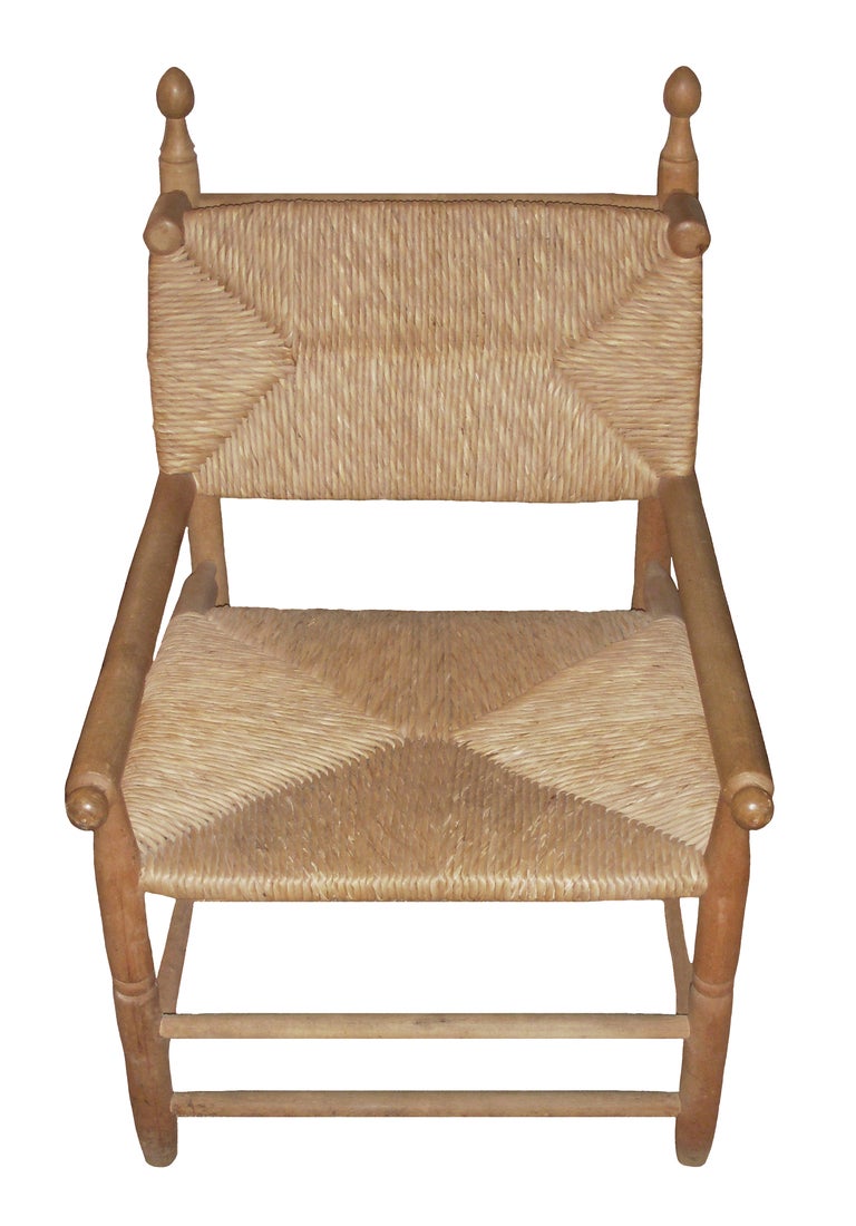 Pair of Rush Arm Chairs in the style of Charlotte Perriand
