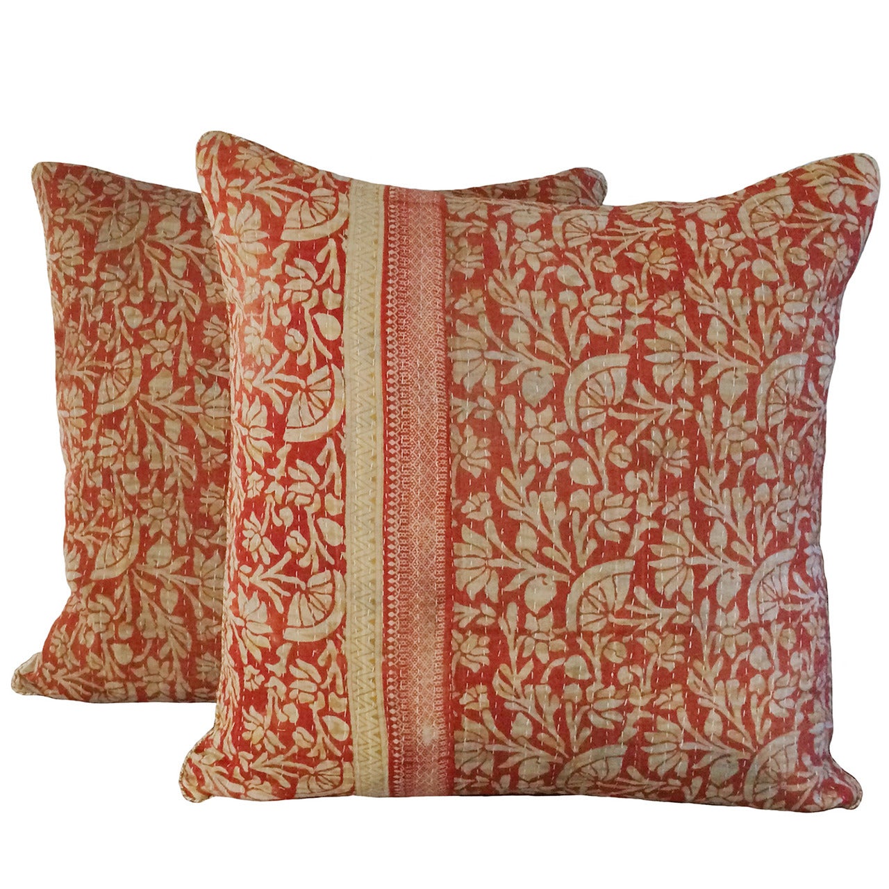 Pair of Vintage Kantha Pillows