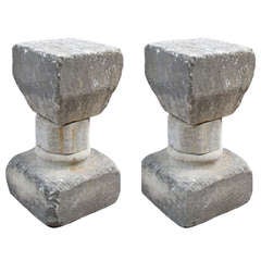 Pair of 18th Century French Limestone Columns