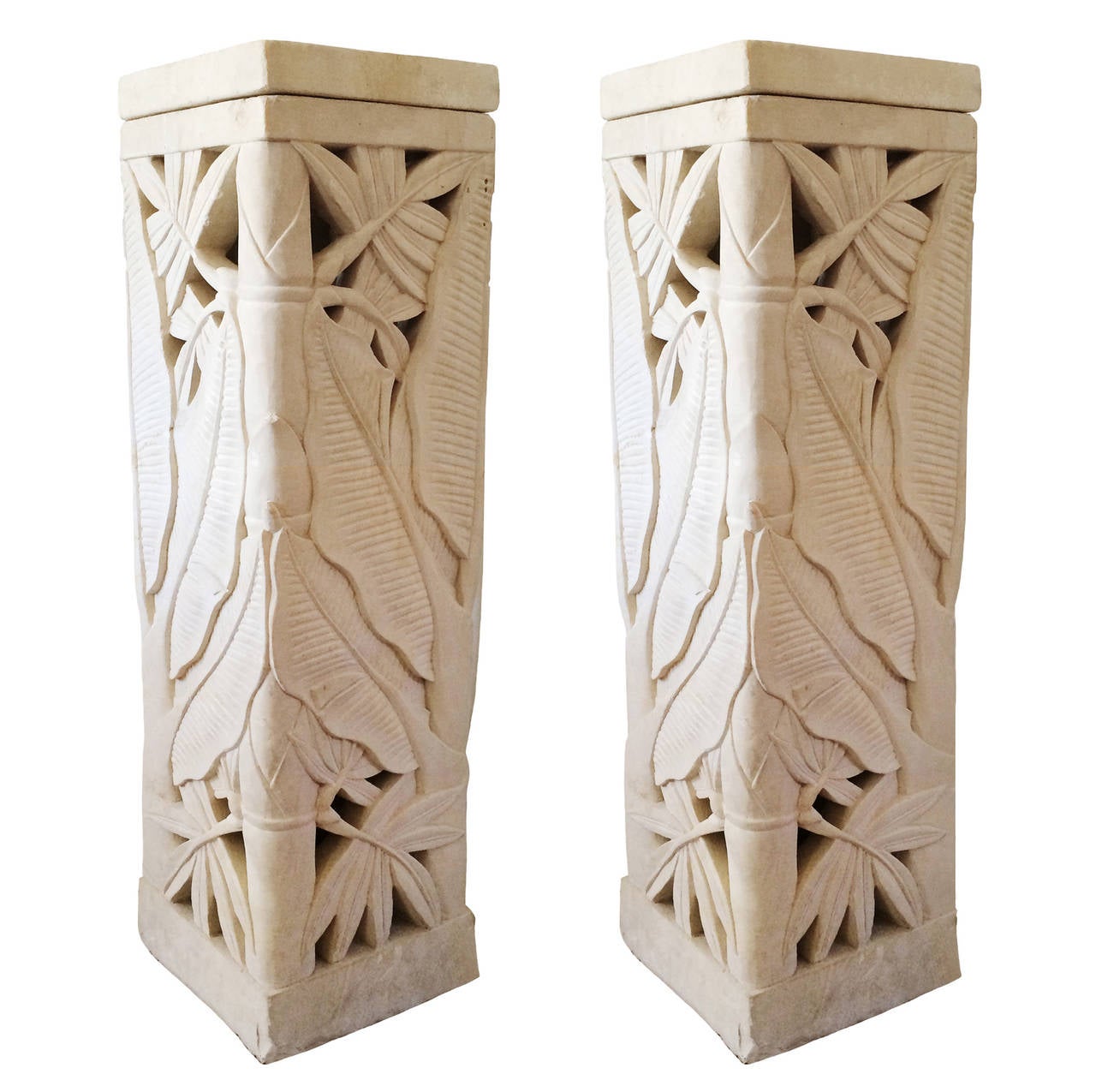 Art Deco Pair of French Deco Stone Stands