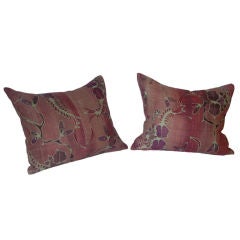Pair of Vintage Floral Hemp Pillows
