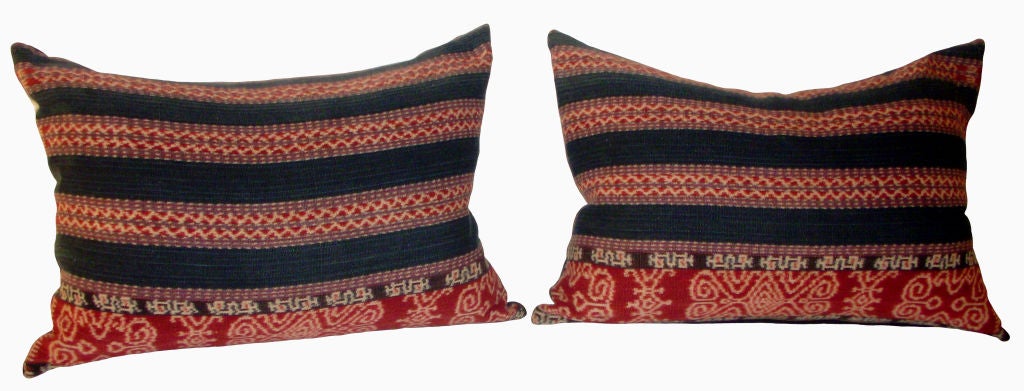 19th Century Pair of Vintage Ikat Pillows
