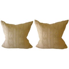 Pair of Chinese Embroidered Hemp Pillows