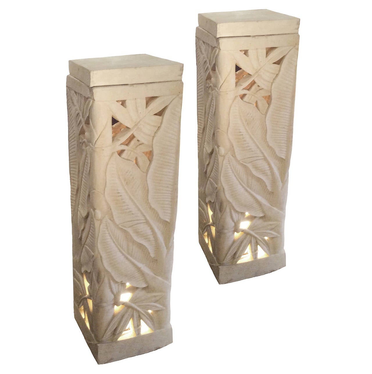 Early 20th Century Pair of French Deco Stone Stands