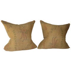 Pair of Antique Kantha Quilted Pillows
