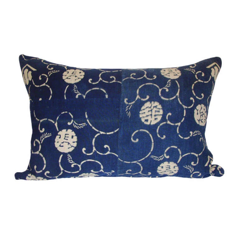 Pair of Japanese Indigo Pillows at 1stdibs