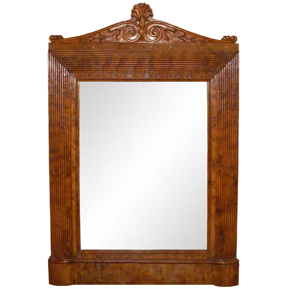 19th Century Italian Burl Mahogany Mirror