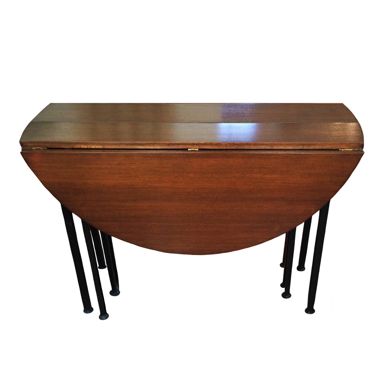 Iron Mid-Century Modern Mahogany Extension Table For Sale