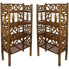 Pair of Mid-Century Bamboo Etageres