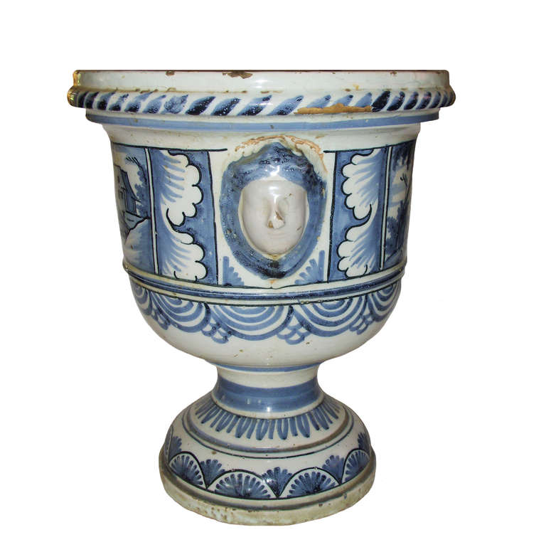 18th Century Blue and White Never Urn