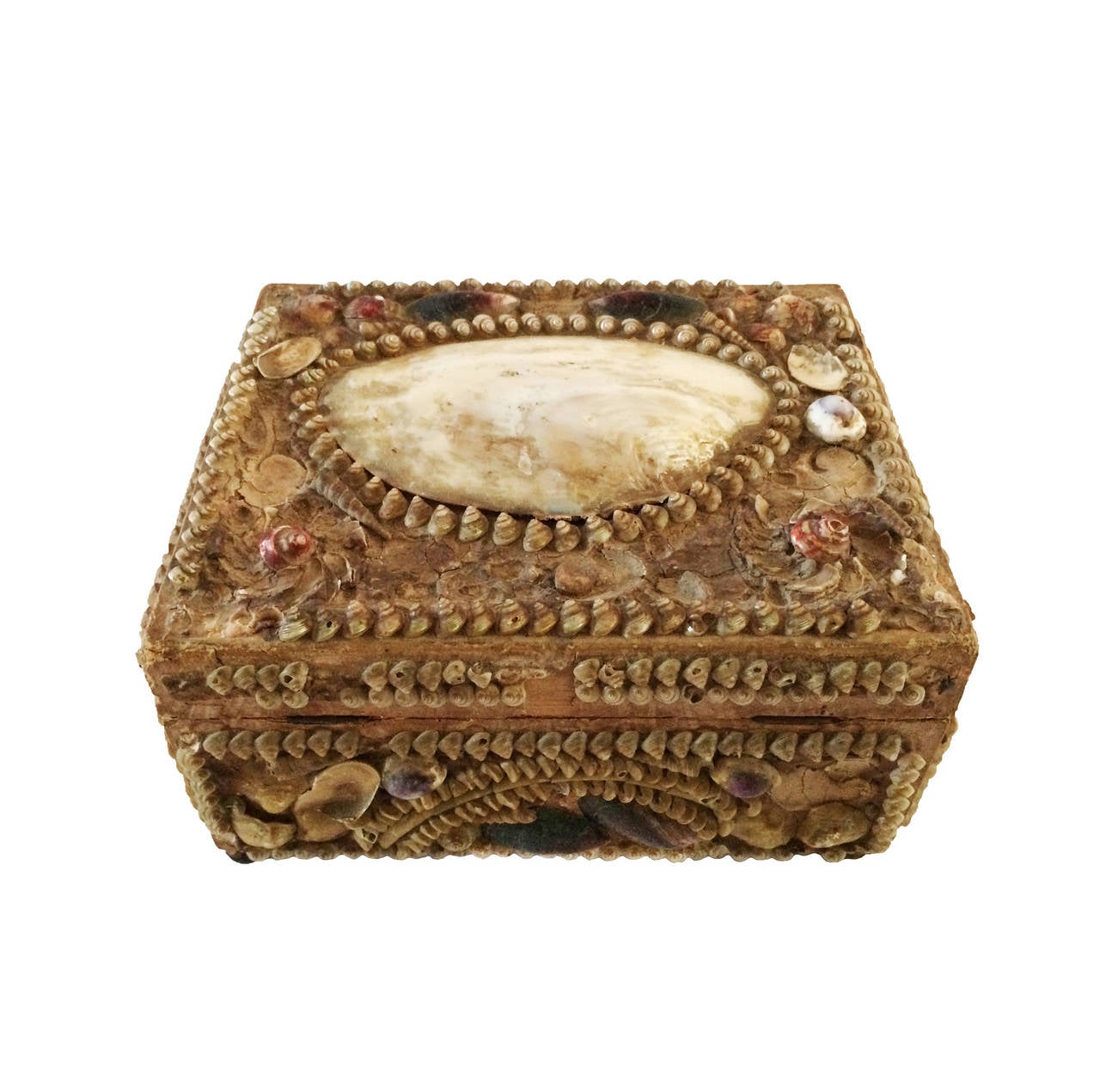 19th Century French Inlay Shell Box In Excellent Condition In Montecito, CA