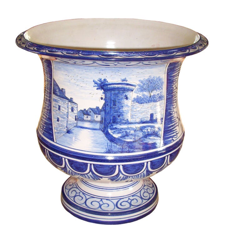Pair of 19th Century Nevers Faience Urns