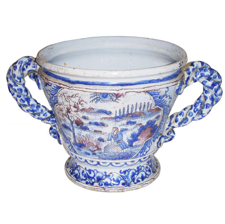 French Blue and White Never Urn For Sale