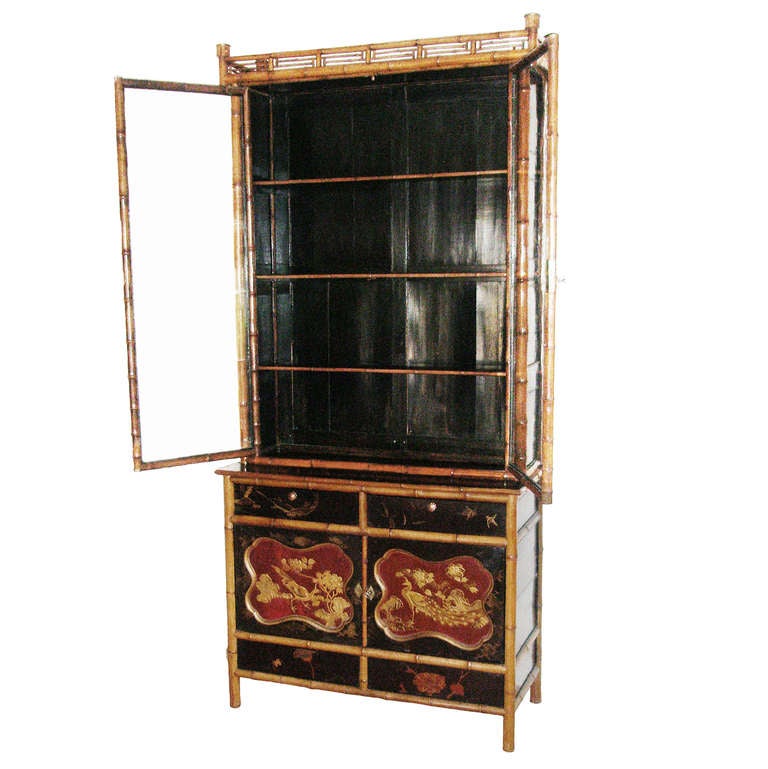 19th Century English Chinoiserie Cabinet In Excellent Condition In Montecito, CA