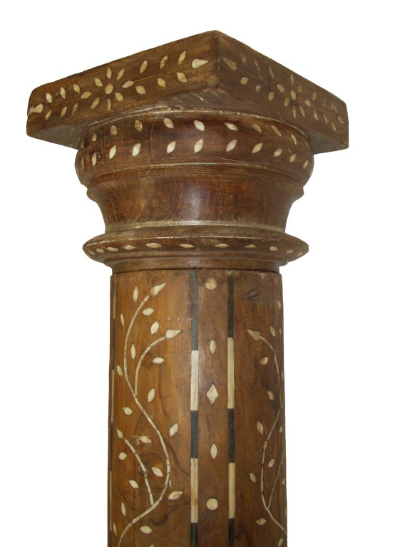 Pair of 19th Century Teak Inlay Columns