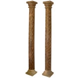 Pair of 19th Century Teak Inlay Columns