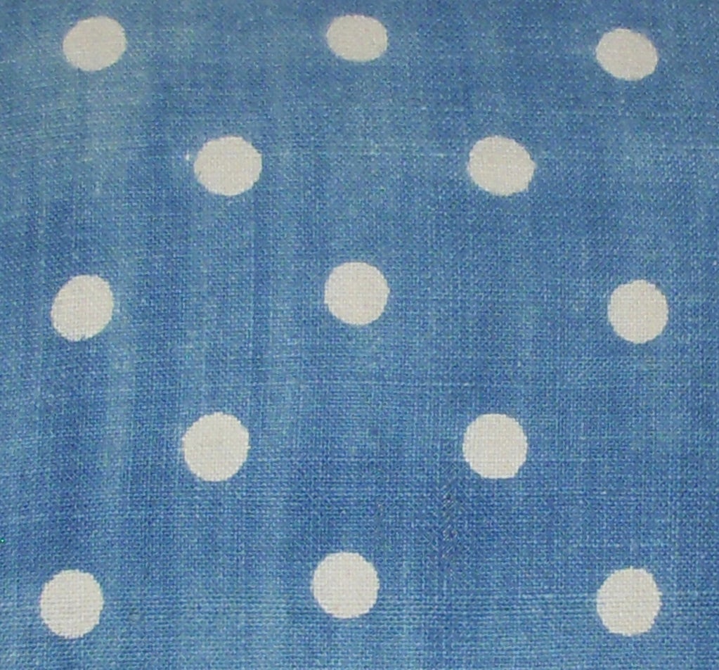 Very soft Chinese faded blue polka dot custom down pillow; 19th Century.