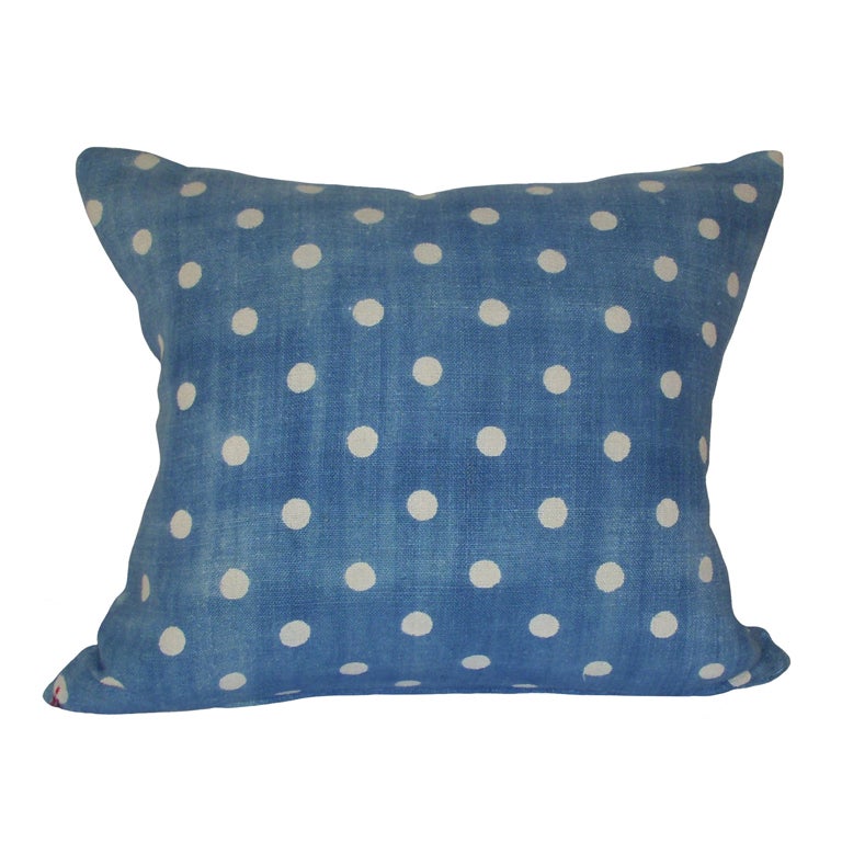 Vintage Blue Polka Dot Pillow