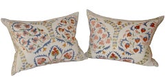 Antique Pair of 19th Century Suzani Pillows