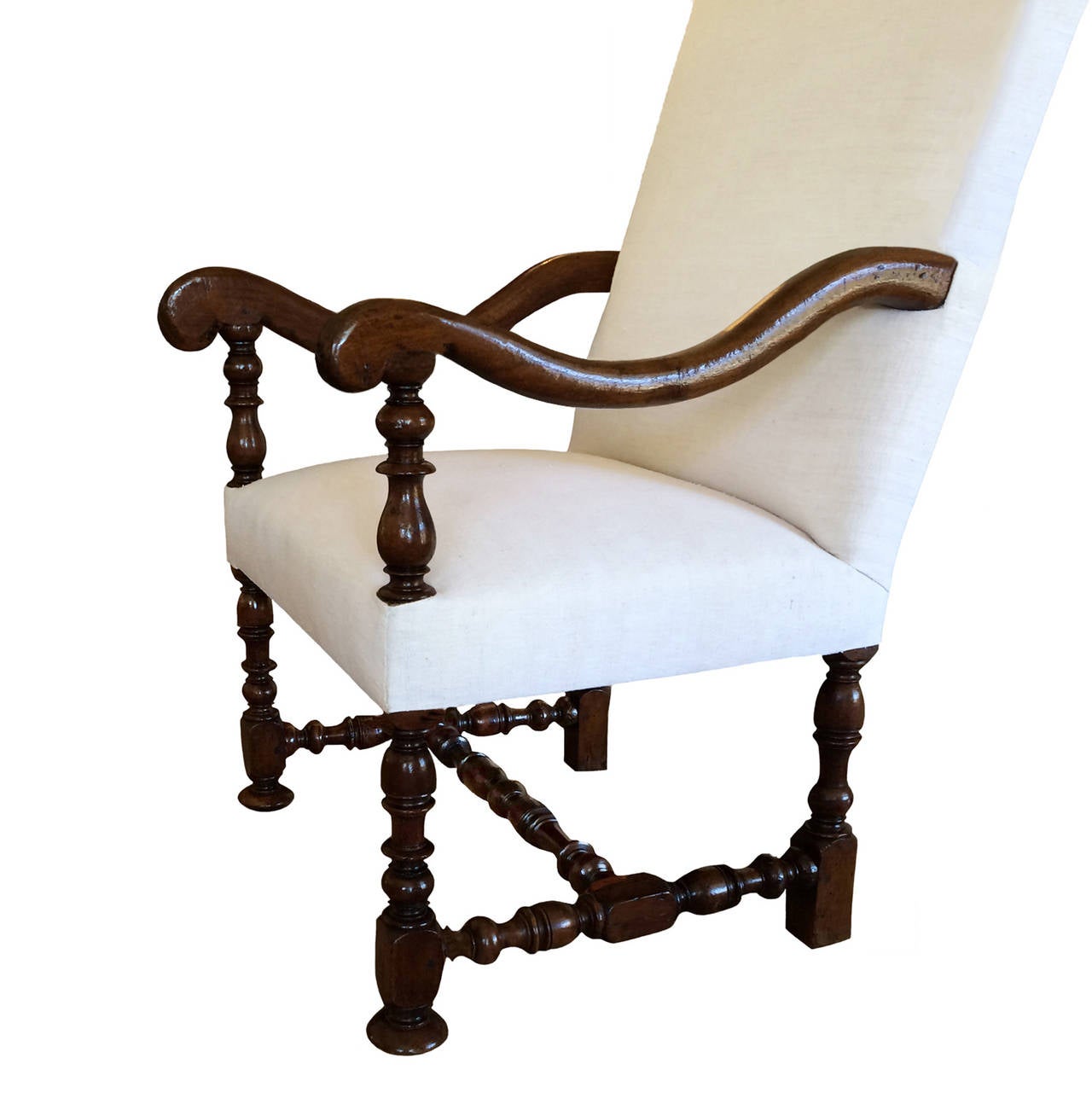 Pair of Louis XIII Walnut Armchairs In Excellent Condition In Montecito, CA