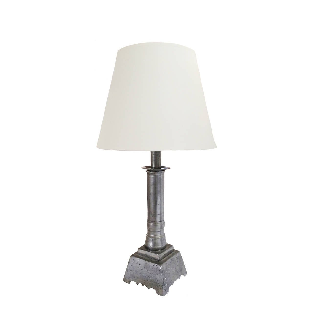 18th Century Pair of Directoire Pewter Lamps