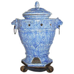18th Century French Faience Stove on Wheels